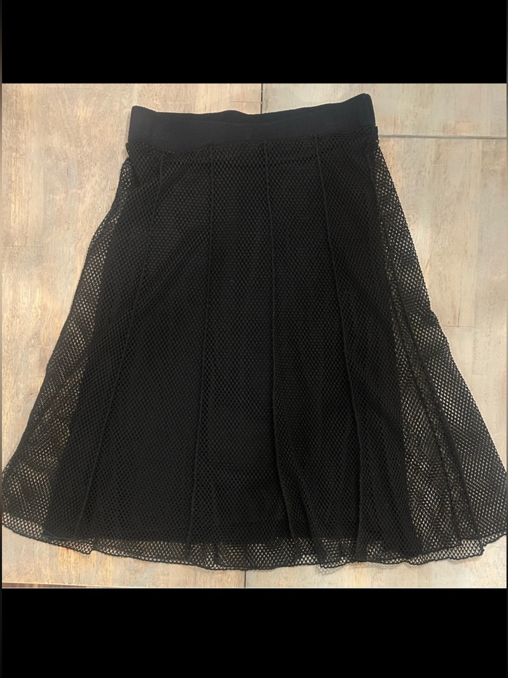 Lapis Black Mesh A-Line Midi Skirt Y2K Dark Academia Women’s L